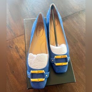 SUTTON BAMBOO BUCKLE SUEDE FLATS